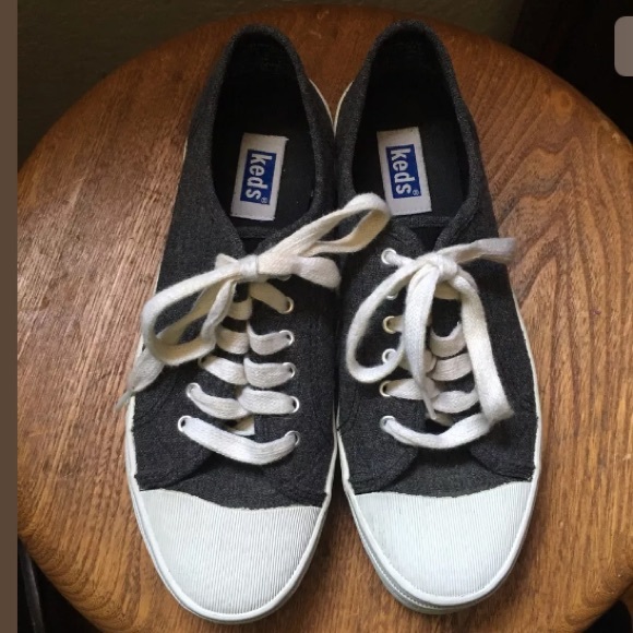 KEDS Gray Canvas Double Platform Shell Toe Tennis - Picture 6 of 8